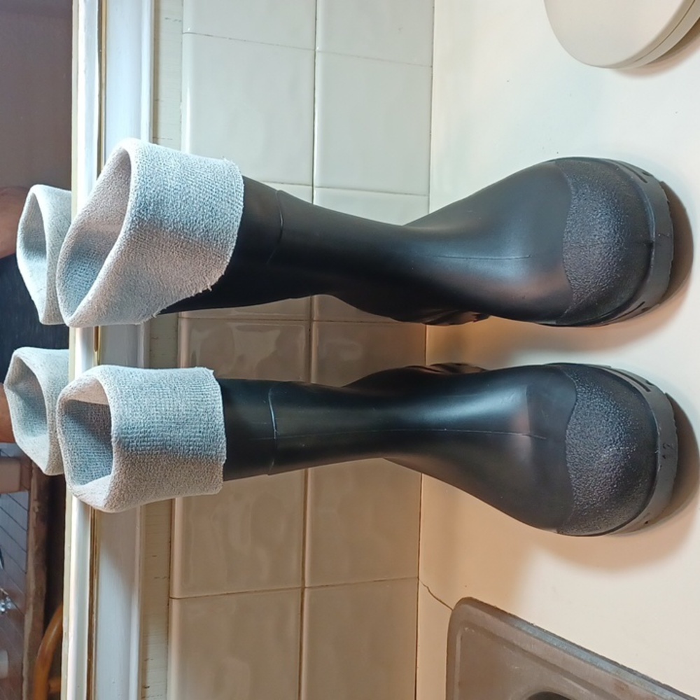 Servus Work Wear Heavy Duty Chunky Calf Black& Gray  Rubber Boots Sz12